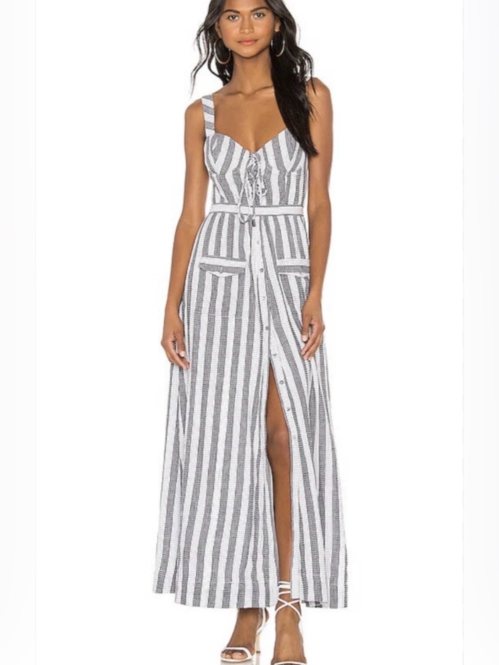 House of Harlow 1960 x Revolve Nadia Maxi Dress Stripe Lace Up S Boho EUC